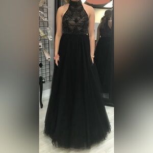 Elegant black two-piece beaded tulle gown for sale! Never worn!